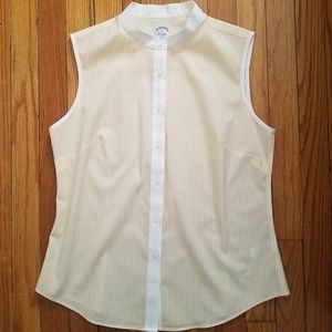 Striped print sleeveless button-down top size 6